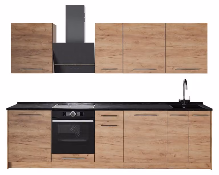 Cucina componibile Vicco Fame-Line Rovere dorato/Rovere dorato 280 cm, PL Antracite, Model 64196