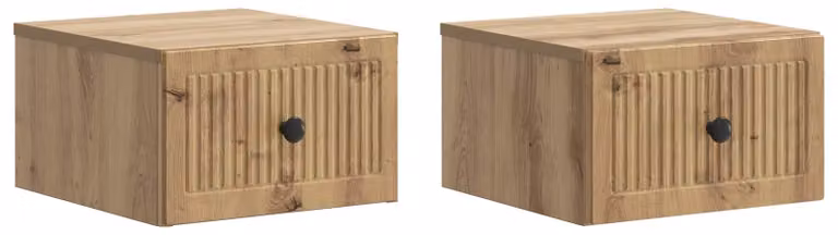 Mobiletto da notte a muro con cassetto 2 pcs Rovere Artigianale