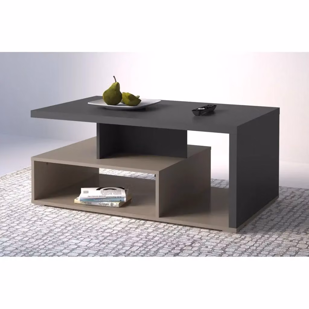 Tavolino basso rettangolare Meublorama con finitura antracite e grigio, design moderno per il tuo soggiorno, L: 100 cm, P: 60 cm, H: 45 cm – 2