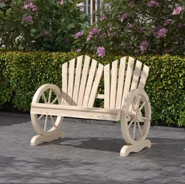 Panca da giardino 2 posti ULEVR 108x66x95 cm in legno di abete, finitura legno bruciato naturale