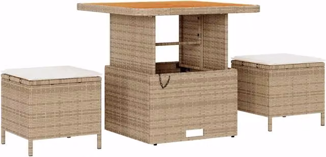 Set da Pranzo per Giardino | Set Salotto da Giardino Beige polyrattan