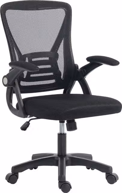Sedia da Ufficio Ergonomica HOMCOM Girevole con Braccioli Ribaltabili e Rete Traspirante, Nero