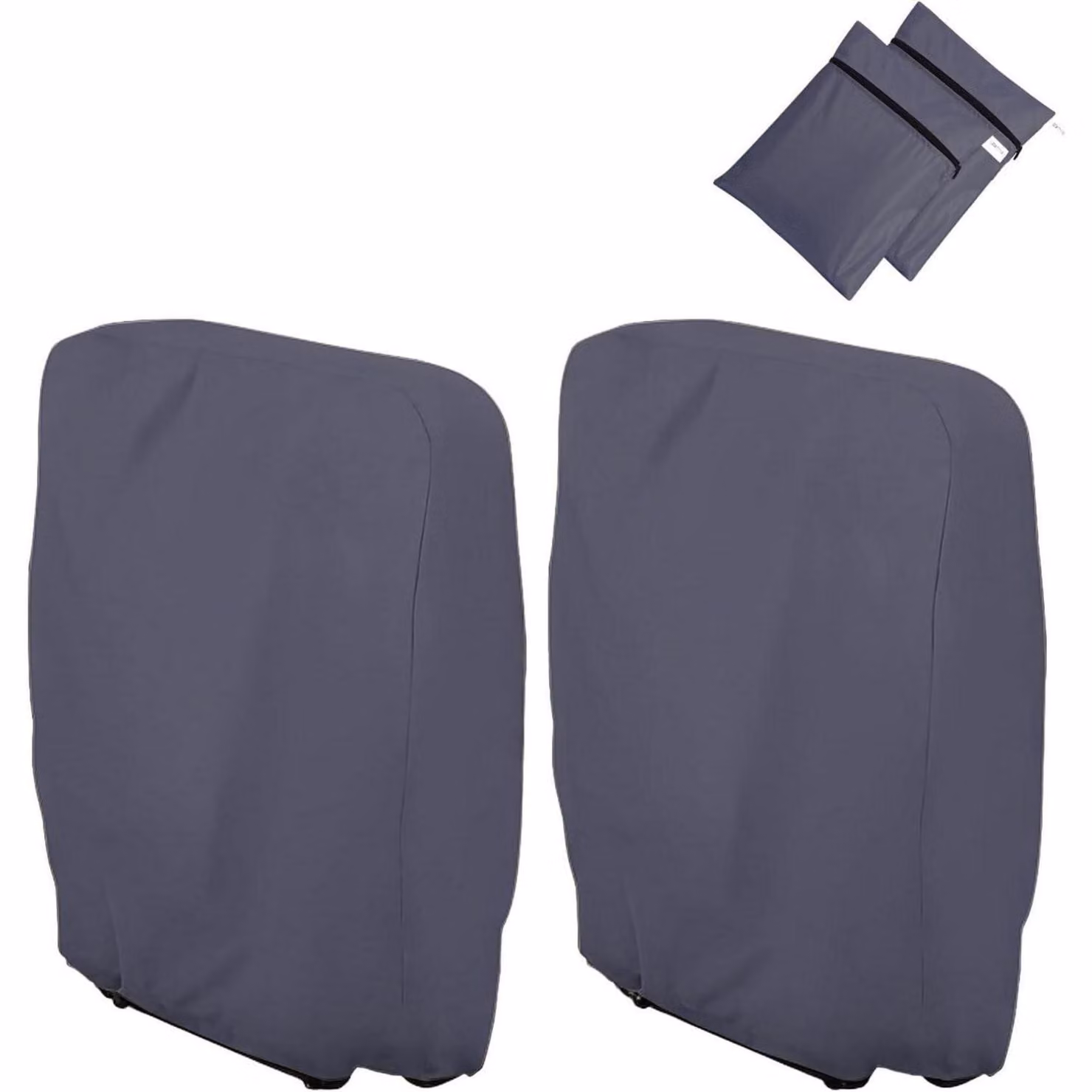 Copertura protettiva per sedie pieghevoli, confezione da 2, in tessuto Oxford, resistente al vento, con protezione UV, antipolvere, dimensioni 110x71 cm, colore grigio scuro