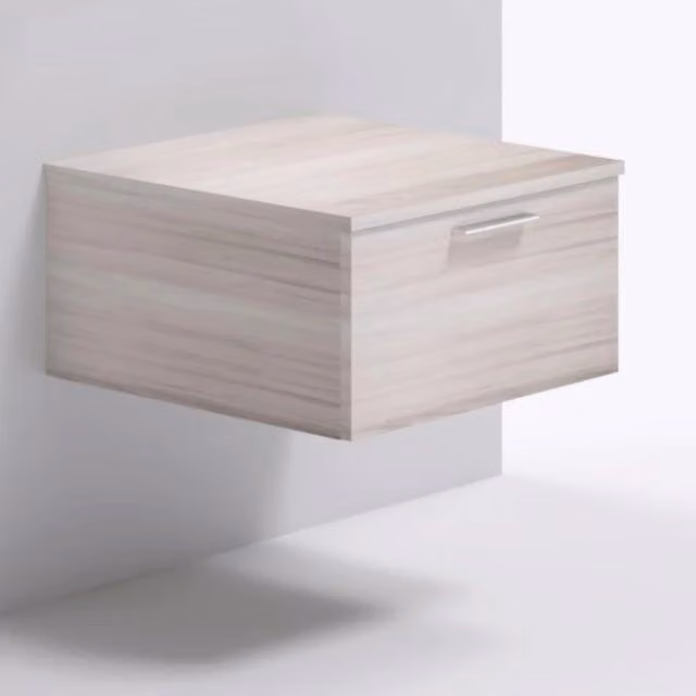 Cassettiera sospesa Ogomondo in laminato per mensoloni, finitura larice bianco opaco