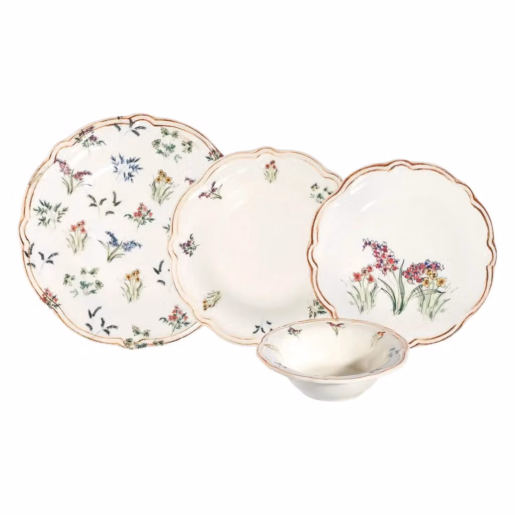 Servizio piatti DMORA in porcellana con decoro floreale, set da 24 pezzi, multicolore – 2