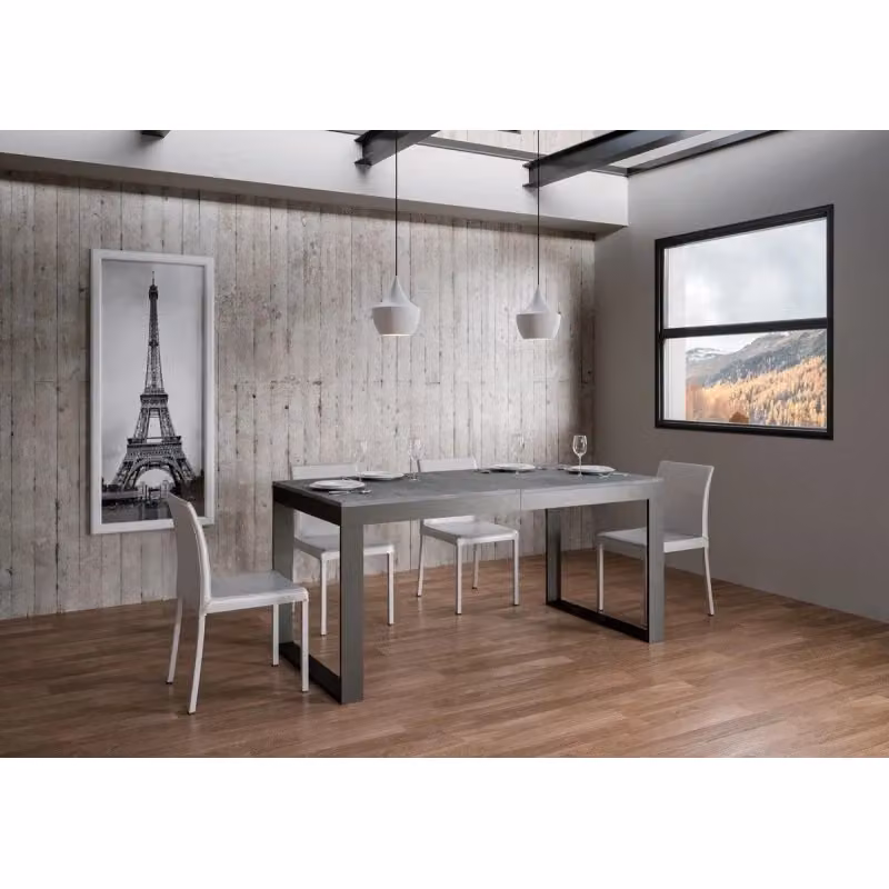 Tavolo allungabile Itamoby moderno con telaio in metallo antracite e piano in laminato, L/P/H: 90 x 180/440 cm – 2