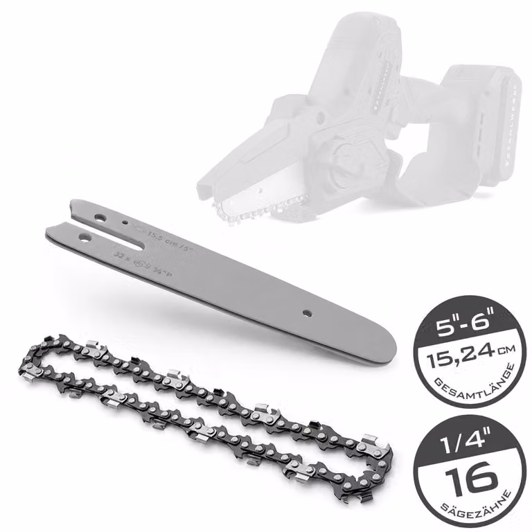 STAHLWERK Set di barre e catene di ricambio per motosega a batteria da 6 pollici Motosega a batteria per potatura a batteria