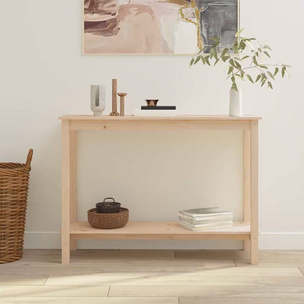 vidaXL Tavolo Consolle Moderno in Legno Massello di Pino Beige L/P/H: 110 x 40 x 80 cm