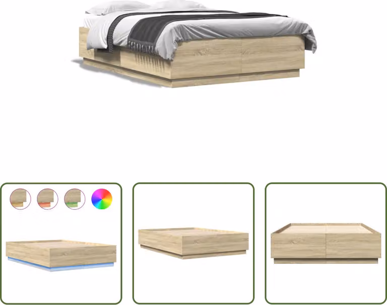 The Living Store Struttura letto con LED rovere Sonoma 140x200 cm Materiale legno