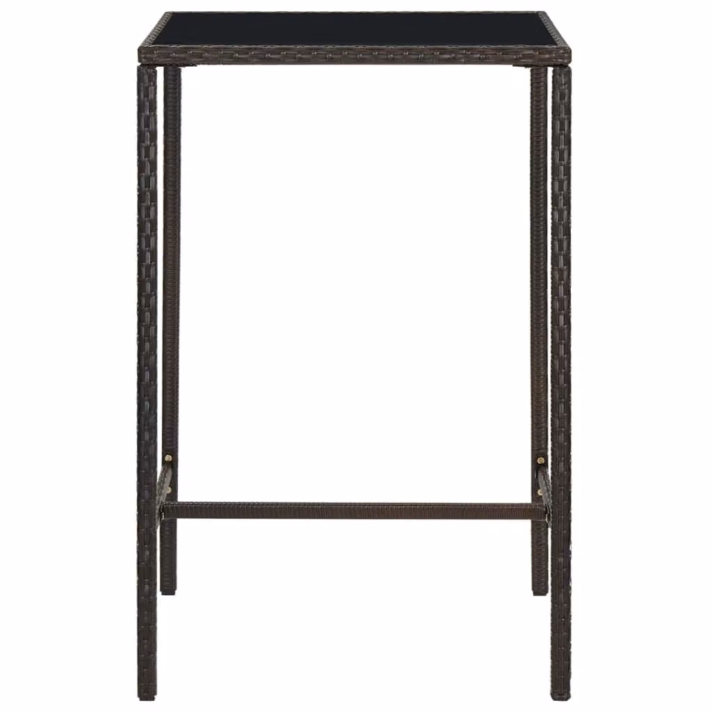 vidaXL Tavolo bar da giardino marrone 70x70x110 cm in poly rattan e vetro