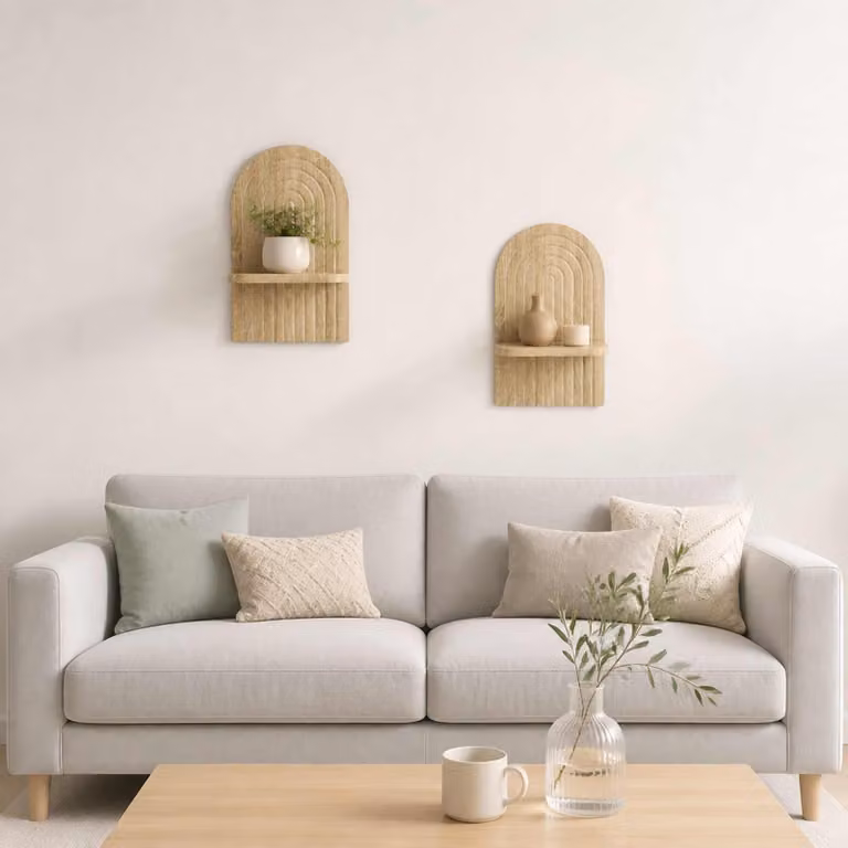 Set di 2 scaffali da parete vidaXL in stile minimalista, colore Rovere Sonoma, L 23 cm x P 13,5 cm x H 37,5 cm