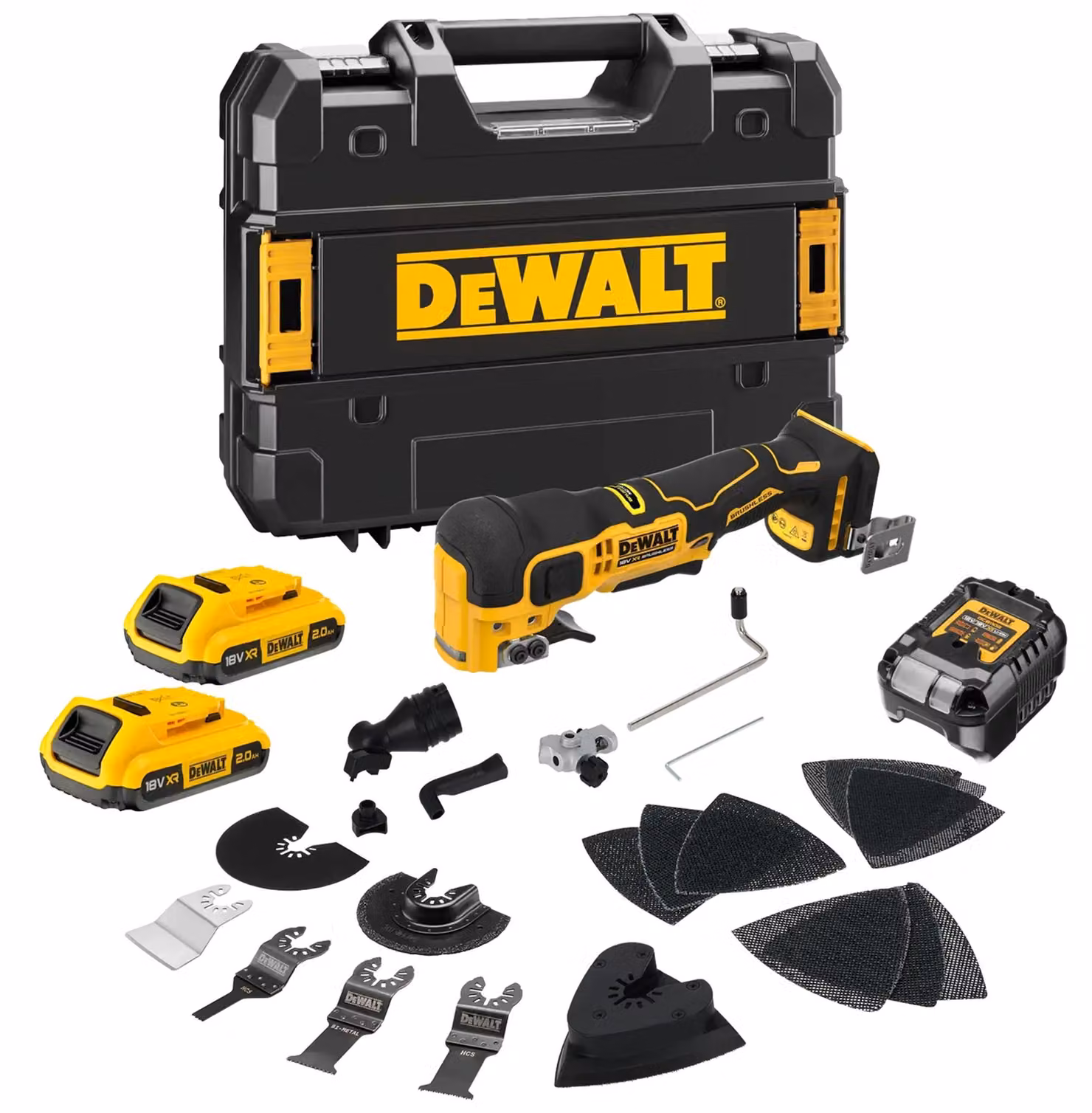 DEWALT DCS358D2 DCS358D2-QW: utensile multifunzione a batteria, incluso un secondo accumulatore, caricabatterie e custodia