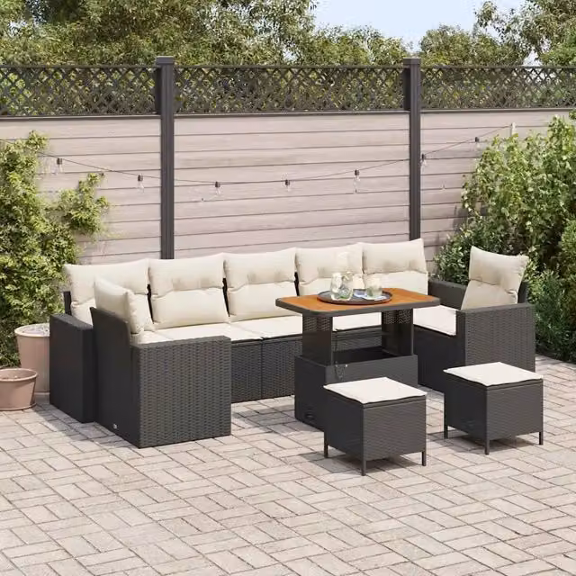 Set Divano da Giardino 10 pz Nero polyrattan 3361600