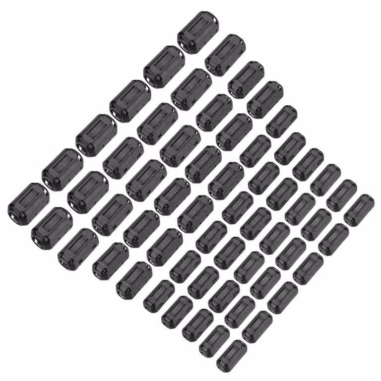 60 nuclei ferromagnetici, 5 dimensioni, da 3,5 a 13 mm, colore nero