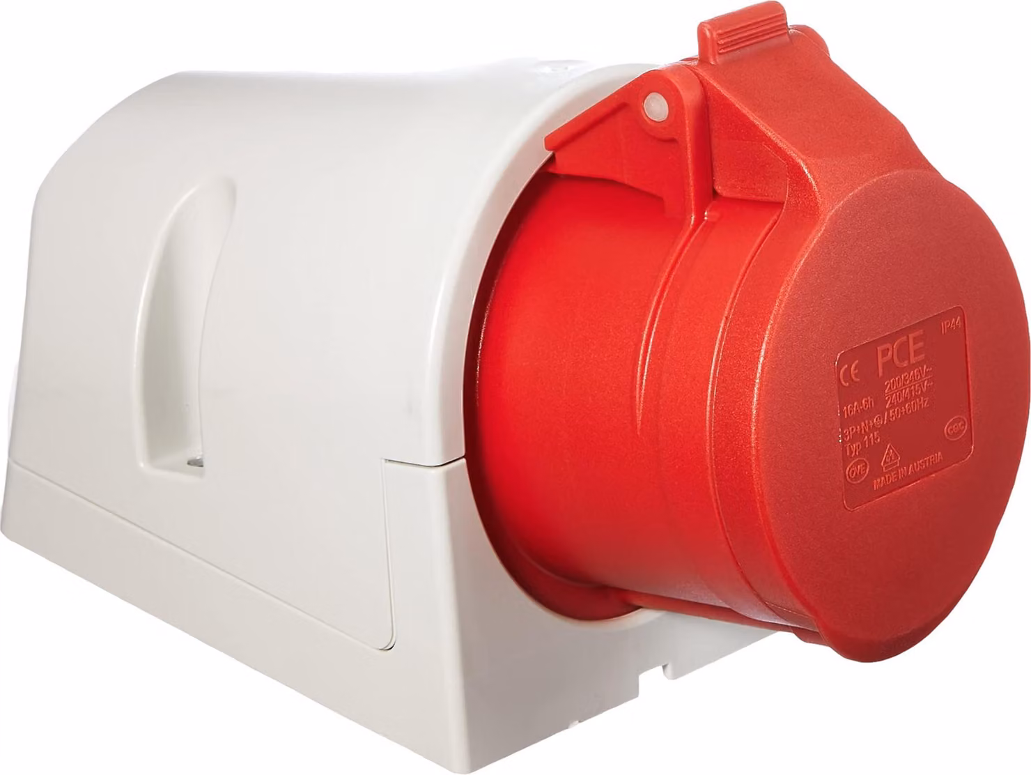 Presa a muro CEI, 5 poli, 16 A, 400 V, resistente agli schizzi d'acqua, grado di protezione IP44