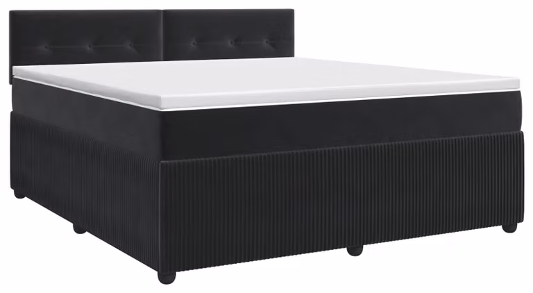 Letto a molle con materasso nero 160 x 200 cm in velluto
