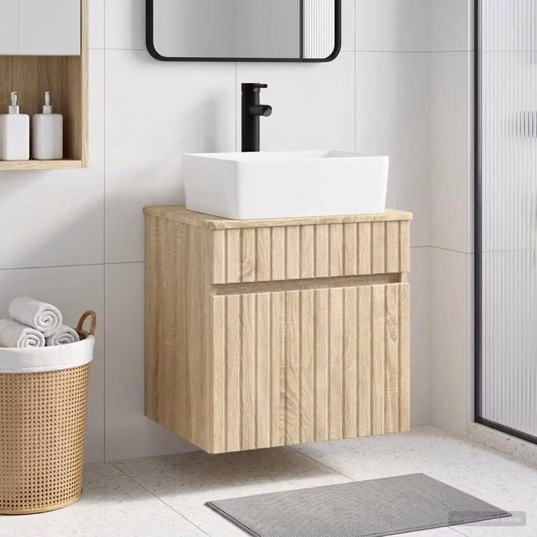 Mobile lavabo da parete vidaXL moderno in Rovere Sonoma marrone L: 49 cm, P: 41 cm, H: 63 cm