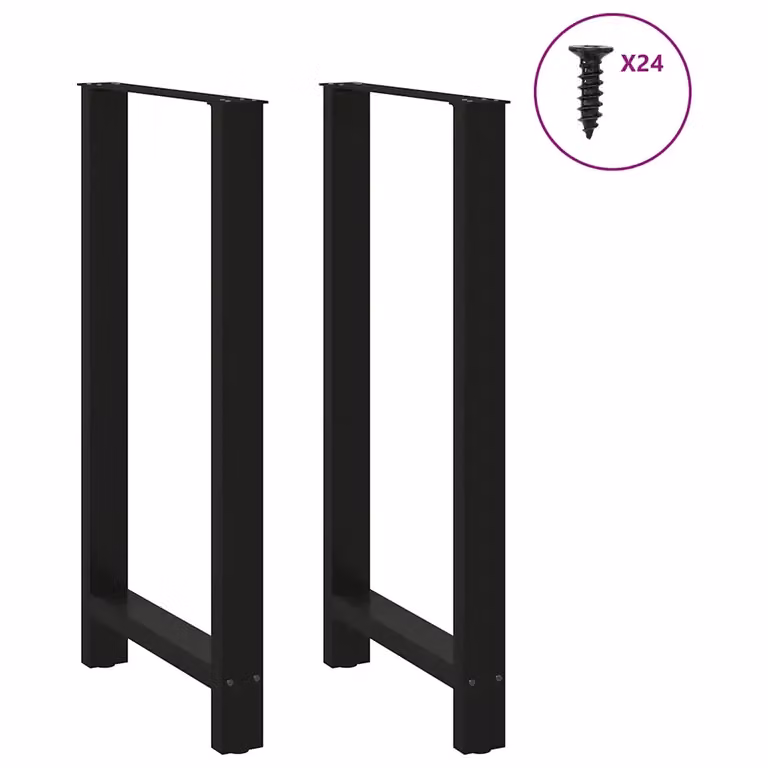 Coppia di gambe per tavolo da bar vidaXL in acciaio nero opaco, H: 111 cm, L: 60 cm