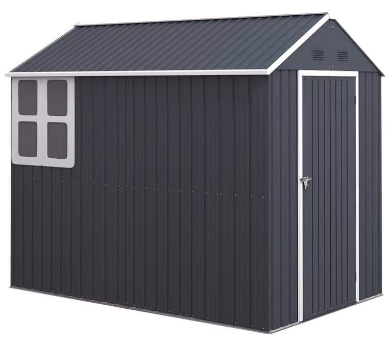 Capanno per attrezzi in acciaio, 4 m², con finestra, con serratura, dimensioni 259x172x222 cm, casetta da giardino (grigio scuro)