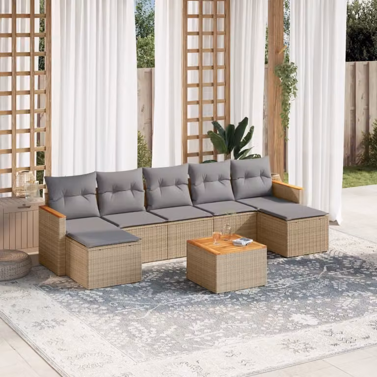 Maison Exclusive - Set Divano da Giardino 8 pz con Cuscini Beige Misto Polyrattan