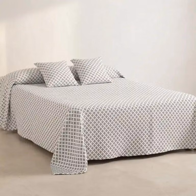 GAMUSI Copripiumino leggero in cotone con motivo a croce jacquard – Blu navy – 235 x 270 cm