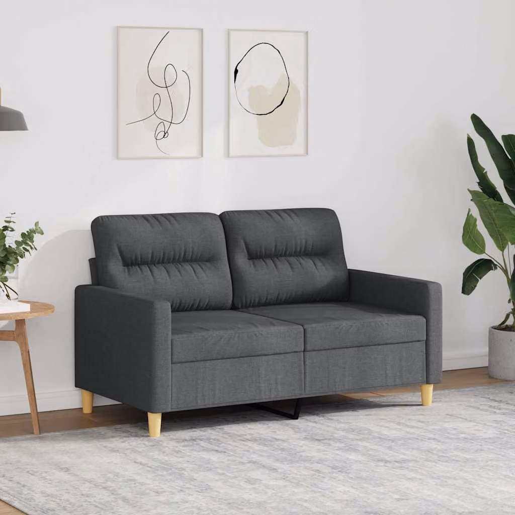 vidaXL Divano Moderno a 2 Posti in Tessuto Grigio con Struttura in Metallo per Soggiorno L: 138 cm, P: 77 cm, H: 80 cm