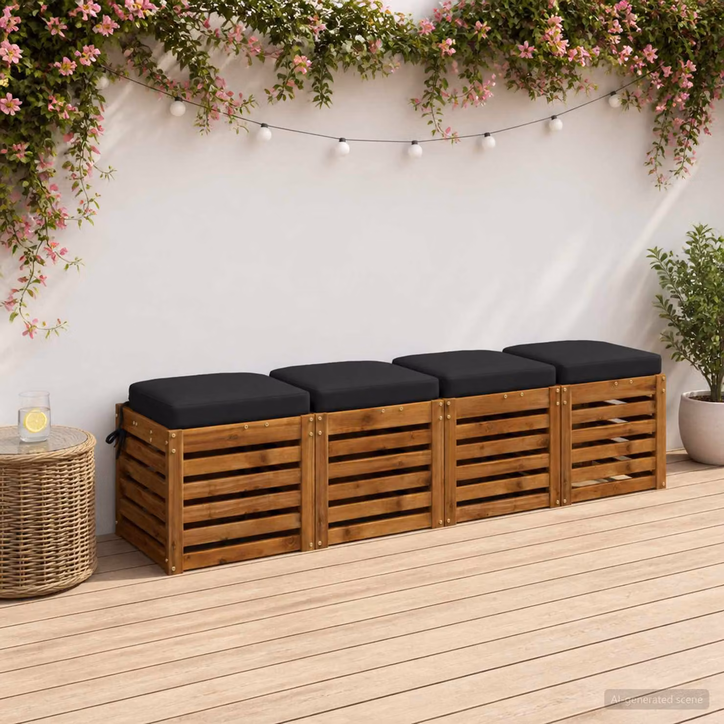 Set di 4 cuscini per sedile vidaXL SOEST in poliestere, disponibili in blu o nero