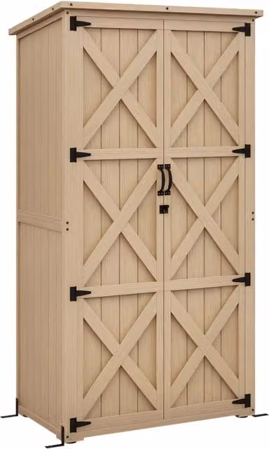 Armadio da giardino per attrezzi ¨C zephmum ¨C legno pino 90x54.5x168.5 cm