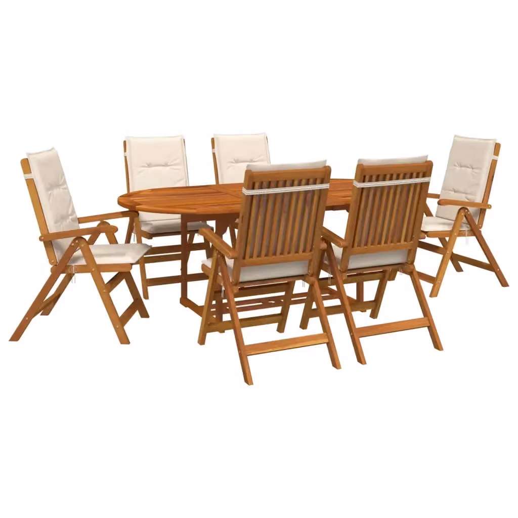 Set da pranzo da giardino vidaXL in legno di acacia naturale composto da 7 pezzi – 2