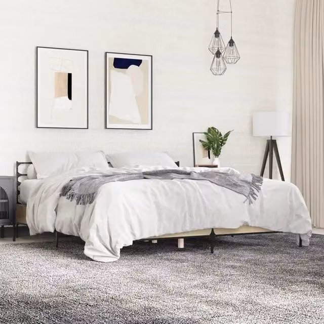 Letto Giroletto vidaXL in Rovere Sonoma e Metallo, L 200 x P 200 cm