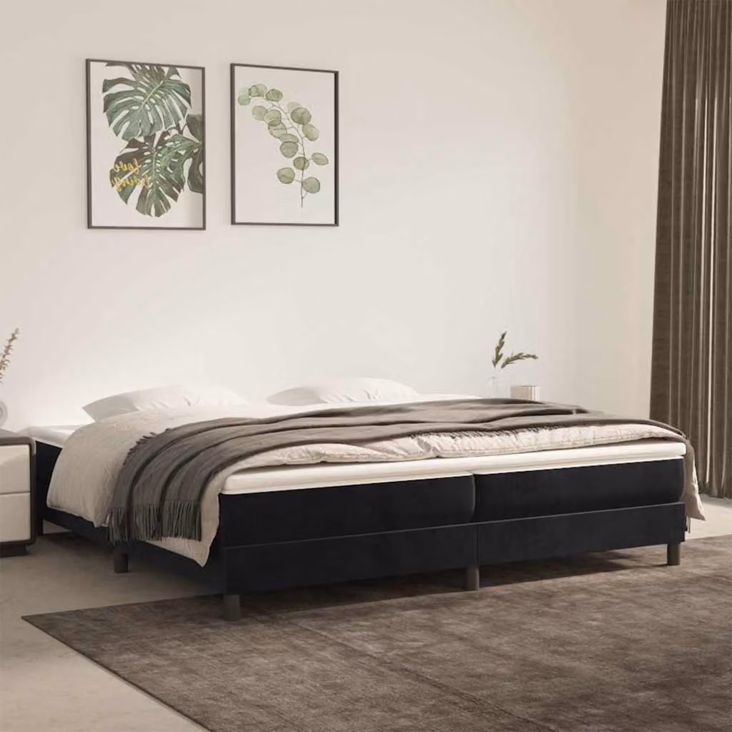 vidaXL Struttura Letto a Rete a Molle in Velluto Nero L: 200 cm, P: 200 cm, H: 25 cm