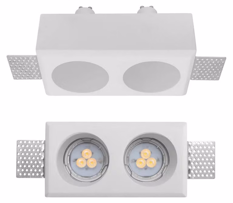 ARELUX XGESS MINI TRIM. Faretti incassati quadrati GU10/PAR16, 2x50W max, 230V AC, 80x80 mm, forma rotonda, grado di protezione IP20, colore bianco