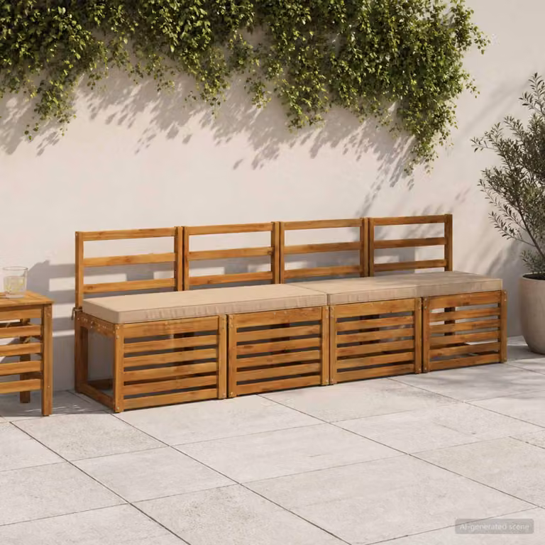 Set di 2 cuscini per panchina vidaXL VUGHT in poliestere, lavabili e resistenti ai raggi UV, colori sabbia, marrone e beige