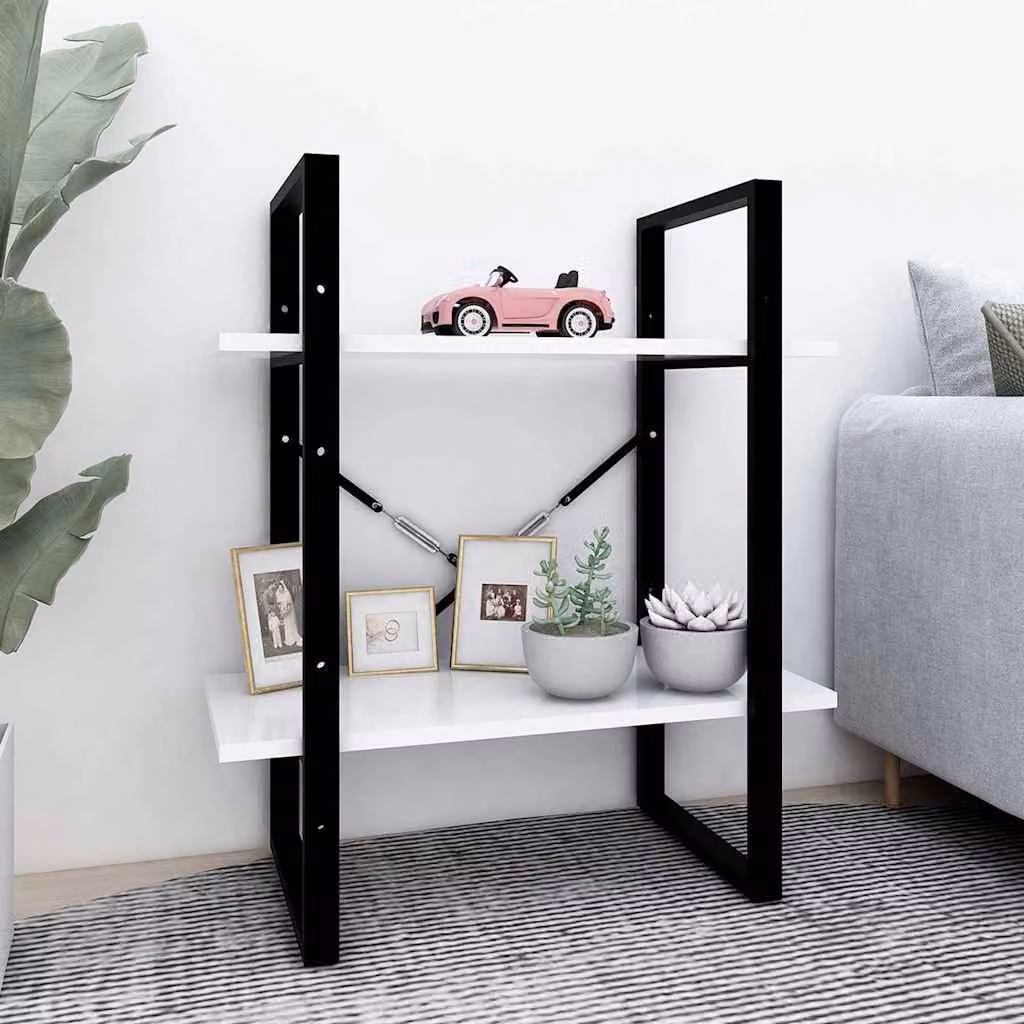 Libreria a 2 Ripiani vidaXL in Stile Industrial Bianco L: 60 cm, P: 30 cm, H: 70 cm