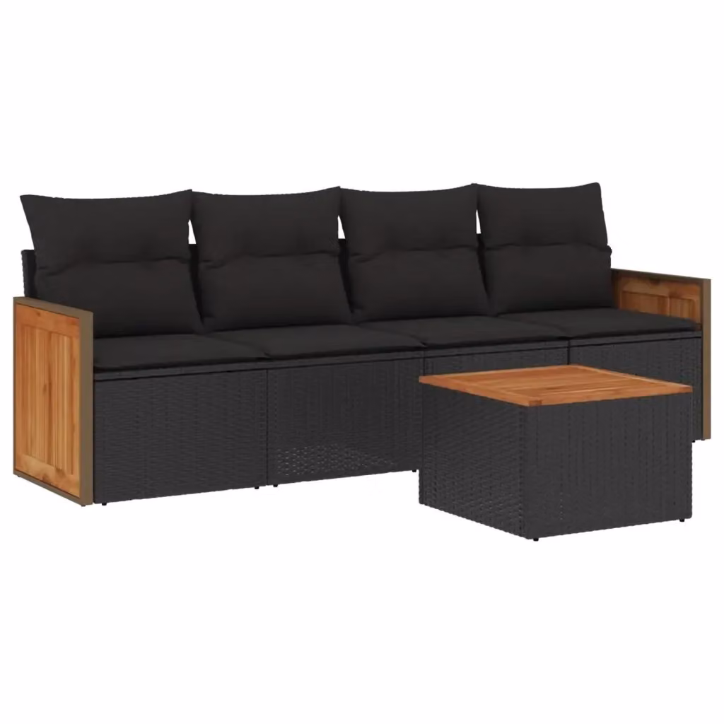 vidaXL Set Divani da Giardino 5 pz Moderno con Cuscini e Tavolino Nero – 2