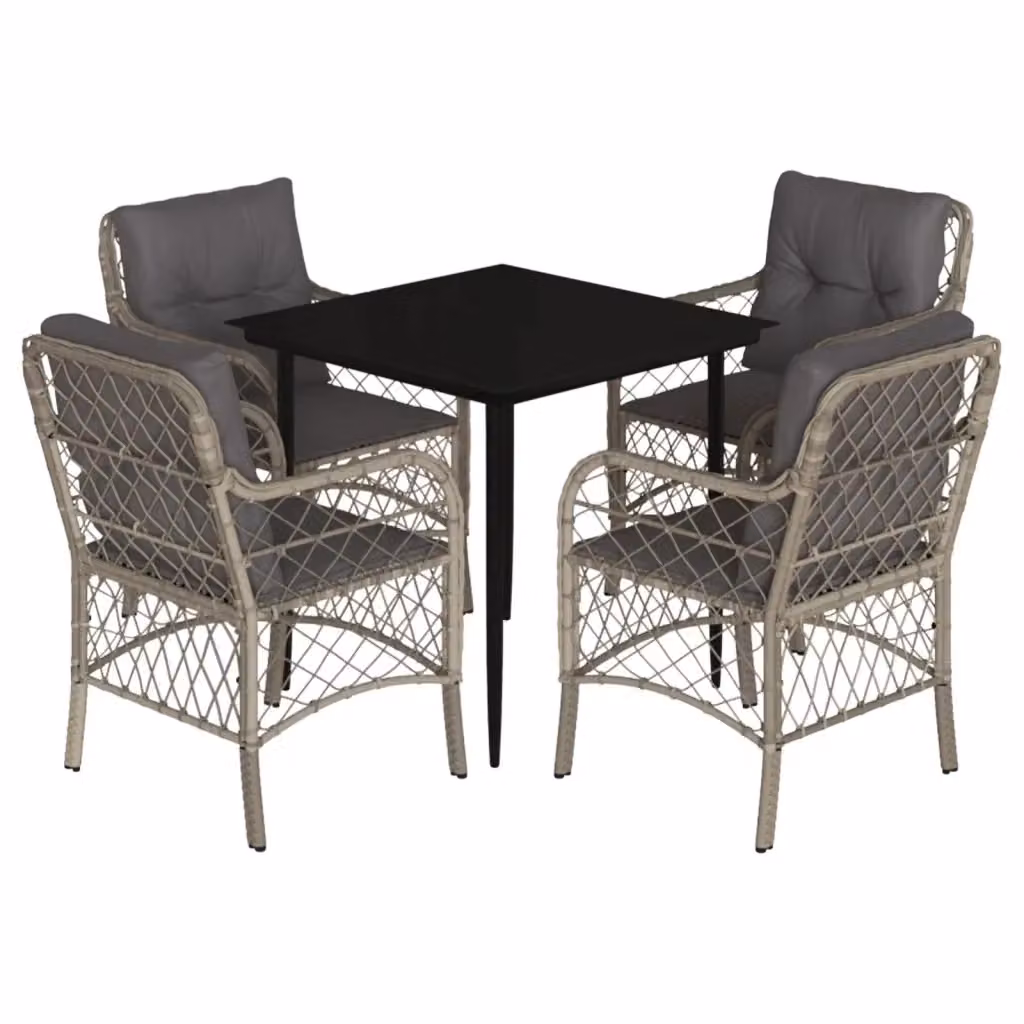 Set da pranzo da giardino moderno vidaXL in polyrattan con tavolo in vetro e 5 pezzi colore antracite – 2
