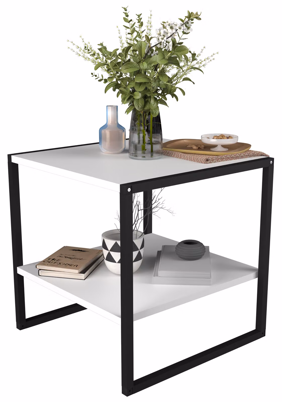 Tavolino in legno | Tavolino in semplice stile industriale | Dimensioni ca. H. 50 x W. 50 x D. 50 cm | Tavolo da salotto | Tavolino - Insasi M