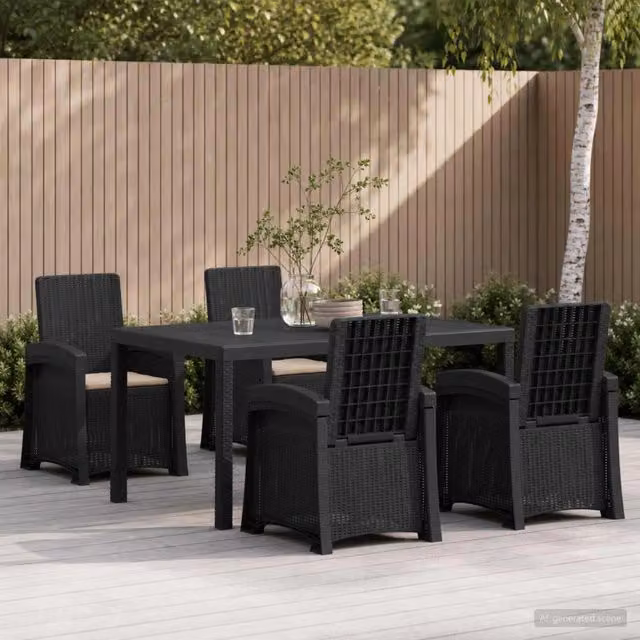 Set da Pranzo per Giardino 5 pz Antracite e Tortora PP 3430121