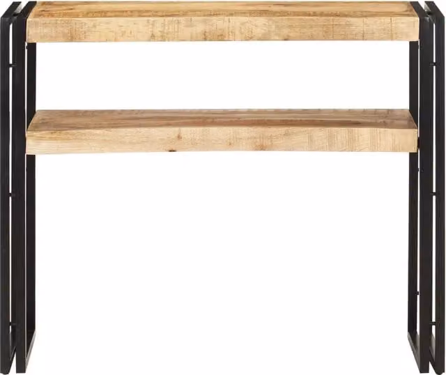 Tavolo Consolle da Ingresso Rettangolare in Legno di Mango e Metallo Marrone L: 90 cm, P: 30 cm, H: 75 cm