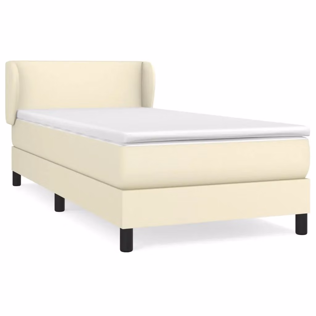 vidaXL Giroletto a Molle con Materasso in Similpelle Beige e Bianco L/P/H: 200 x 100 x 88 cm – 2