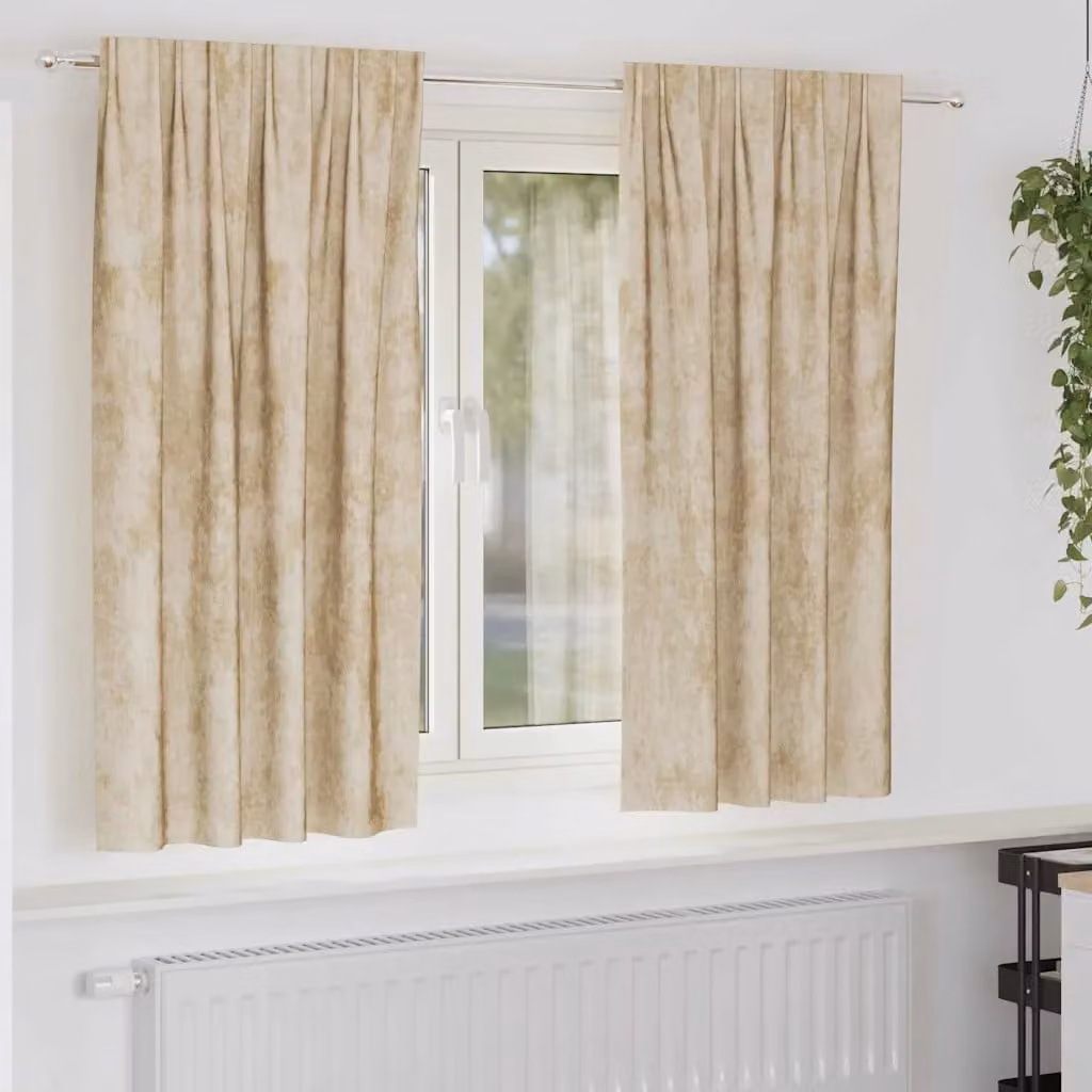 Set di 2 tende in velluto vidaXL beige, oscuranti e termoisolanti, L: 175 cm x H: 140 cm