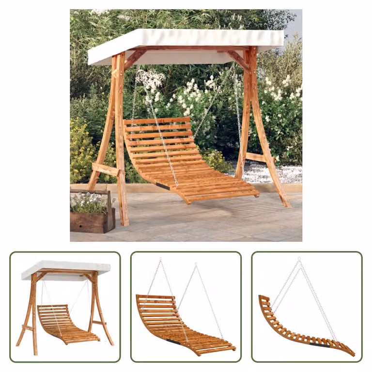 The Living Store Altalena Hollywood con tetto in abete massiccio con finitura in teak