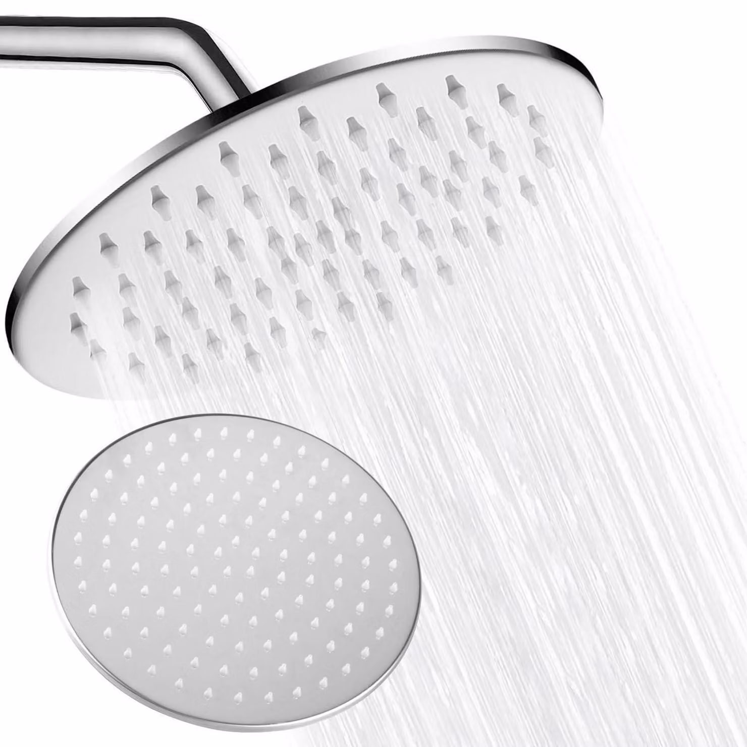 Doccia a pioggia, diametro 24 cm, acciaio inossidabile 304, colore argento, regolabile a 360°