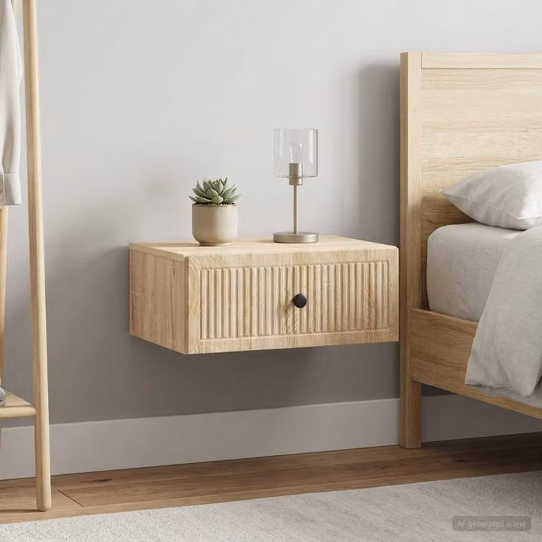 Set di 2 Armadi da Notte vidaXL in Rovere Sonoma, Montaggio a Parete, L 49 cm x P 34,5 cm x H 20 cm