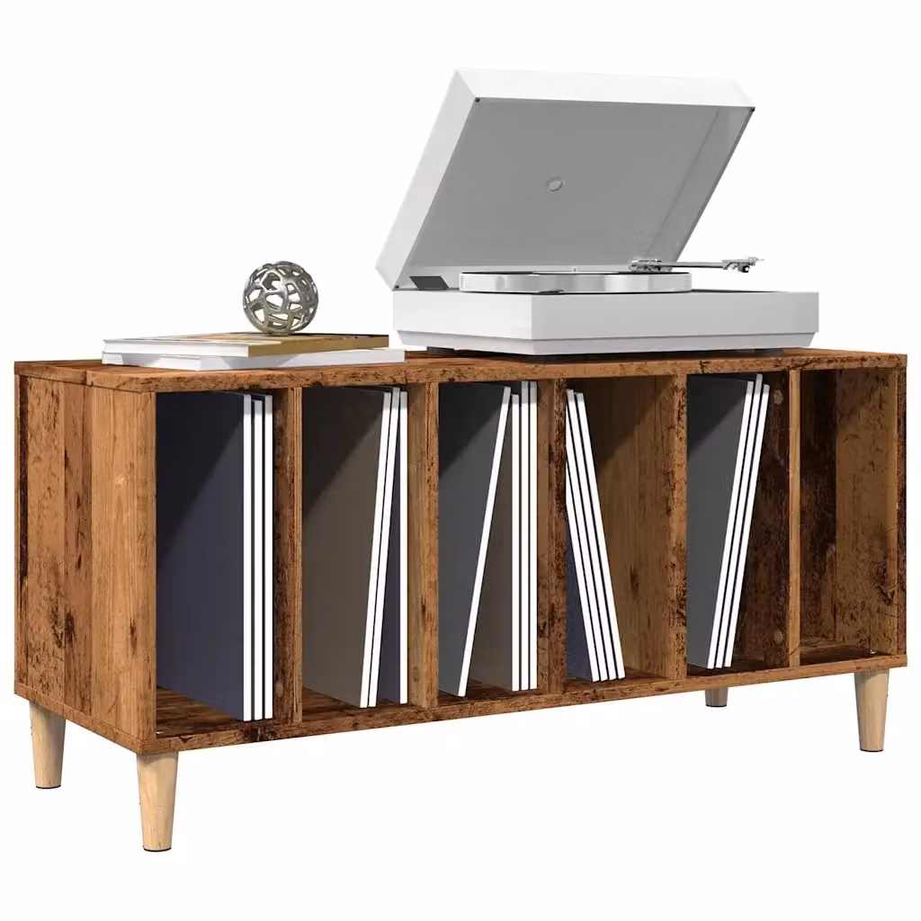 Mobile Porta Dischi in Legno Antico Marrone DESIGN IN L 100 cm, P 38 cm, H 48 cm – 2