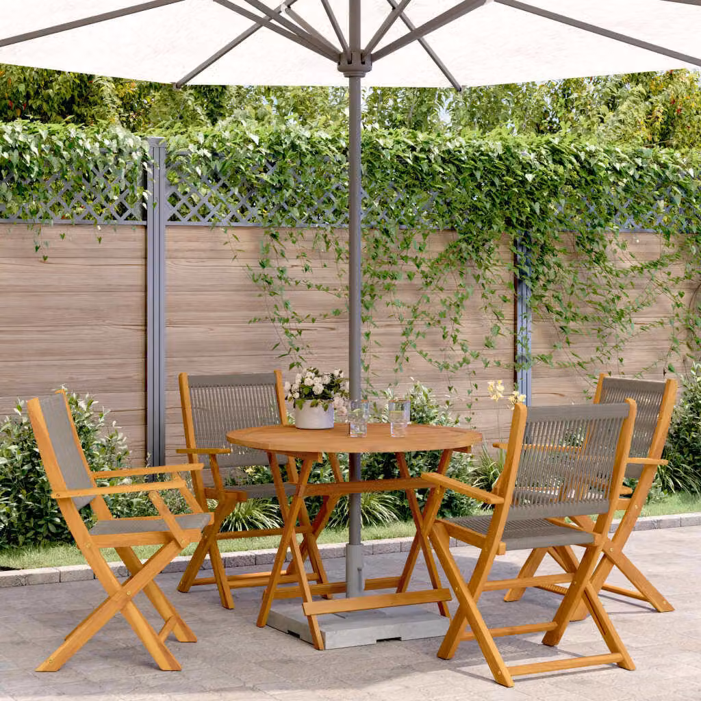 Maison Exclusive - Set da pranzo da giardino 5 pezzi in polipropilene e legno massello, grigio