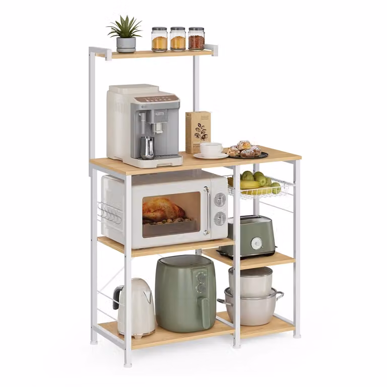 Scaffale da Cucina, Beige Rovere + Bianco Classico