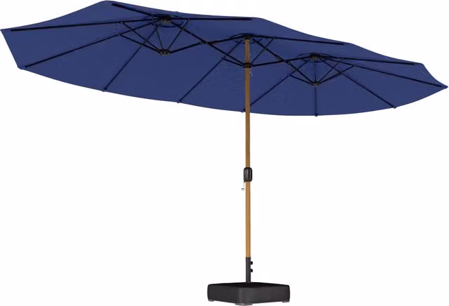 Ombrellone Doppio Giordanoshop Blu Scuro con Manovella e Base a Croce L: 467 cm, P: 281 cm, H: 238 cm