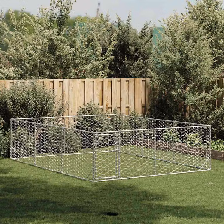 vidaXL Cuccia per cani da esterno con porta 3x4x1 m in acciaio zincato