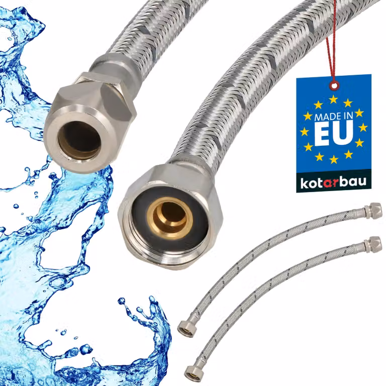 KOTARBAU® 2 Pezzi Tubo Flessibile per Rubinetto 1/2" x 3/8" Tubo di Raccordo 40 cm Dado Girevole x Raccordo a Pressare Acciaio Inox